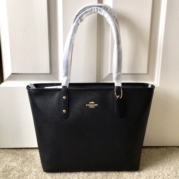 coach city zip tote black